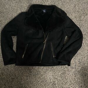 Chaps Black Leather Jacket for Women